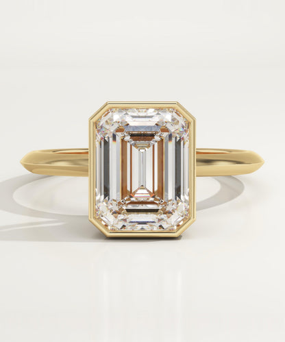 2 CT Emerald Cut Solitaire Bezel Moissanite Engagement Ring