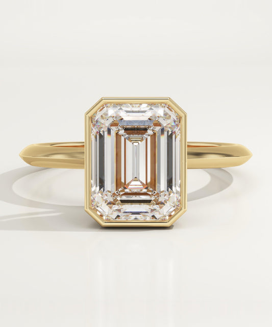2 CT Emerald Cut Solitaire Bezel Moissanite Engagement Ring