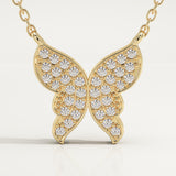 0.094 TCW Round Lab-Grown Diamond Butterfly Charm Necklace