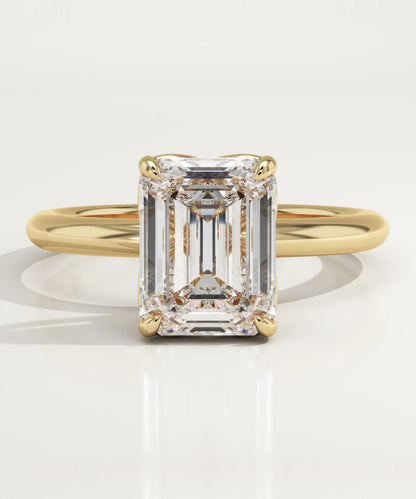 2 CT Emerald Cut Solitaire Moissanite Engagement Ring