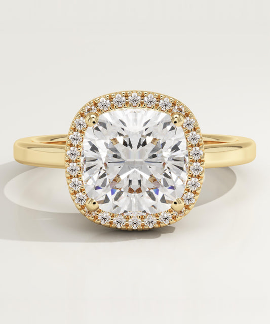 Cushion Cut Halo Lab-Grown Diamond Engagement Ring