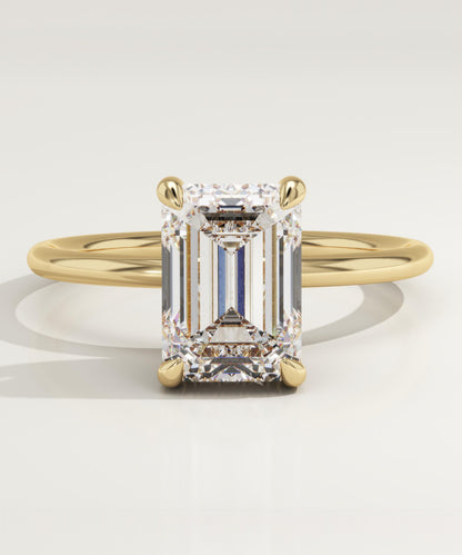 Emerald Cut Hidden Halo Lab-Grown Diamond Engagement Ring