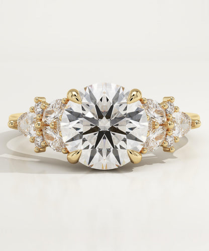 Round Cut Cluster Lab-Grown Diamond Engagement Ring