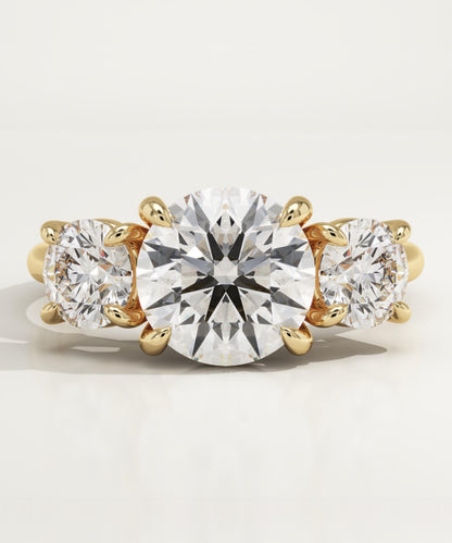 2 CT Round Cut Three Stone Moissanite Engagement Ring