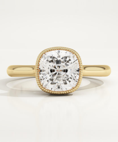 Cushion Cut Bezel Lab-Grown Diamond Engagement Ring