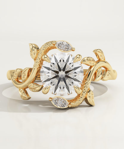 Round Cut Nature Inspired Lab-Grown Diamond Engagement Ring