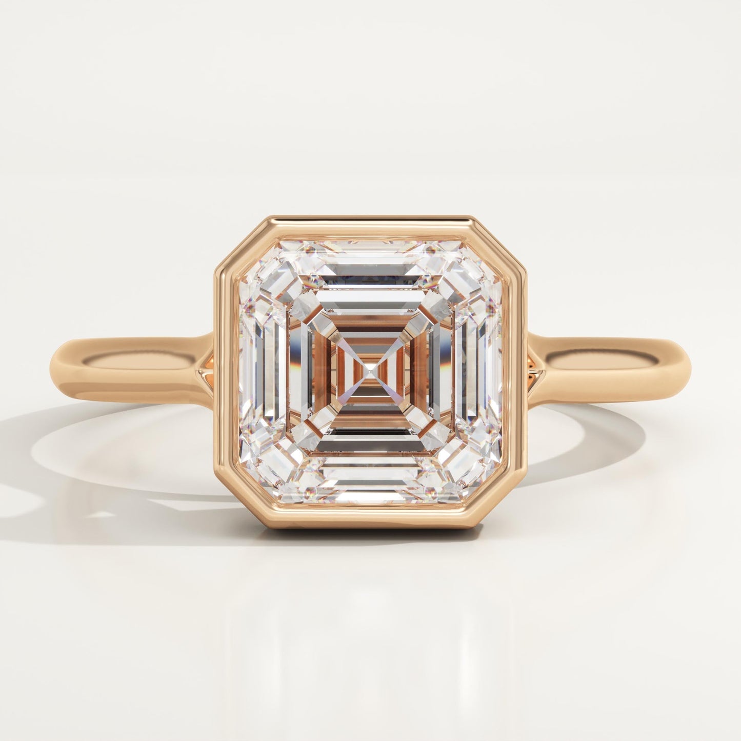 Asscher Cut Bezel Split Shank Lab-Grown Diamond Engagement Ring