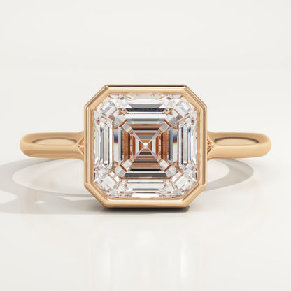 Asscher Cut Bezel Split Shank Lab-Grown Diamond Engagement Ring