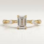 1.0 CT Emerald Cut Dainty Pave Lab-Grown Diamond Engagement Ring