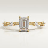 1.0 CT Emerald Cut Dainty Pave Lab-Grown Diamond Engagement Ring