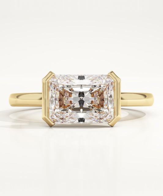 East West Radiant Cut Half Bezel Lab-Grown Diamond Engagement Ring