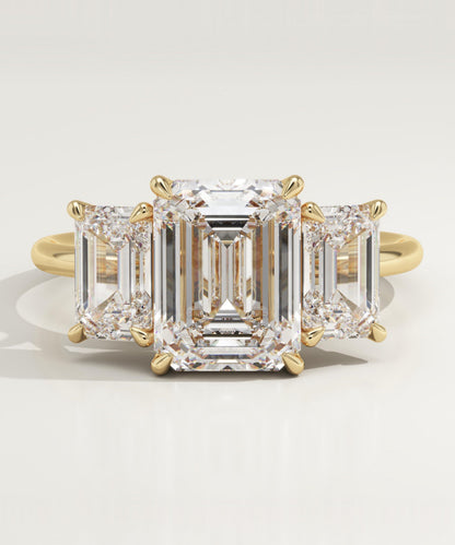 Emerald Cut Three Stone Lab-Grown Diamond Engagement Ring
