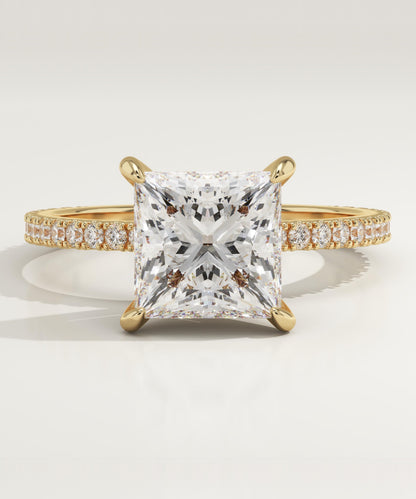 Princess Cut Pave Lab-Grown Diamond Engagement Ring