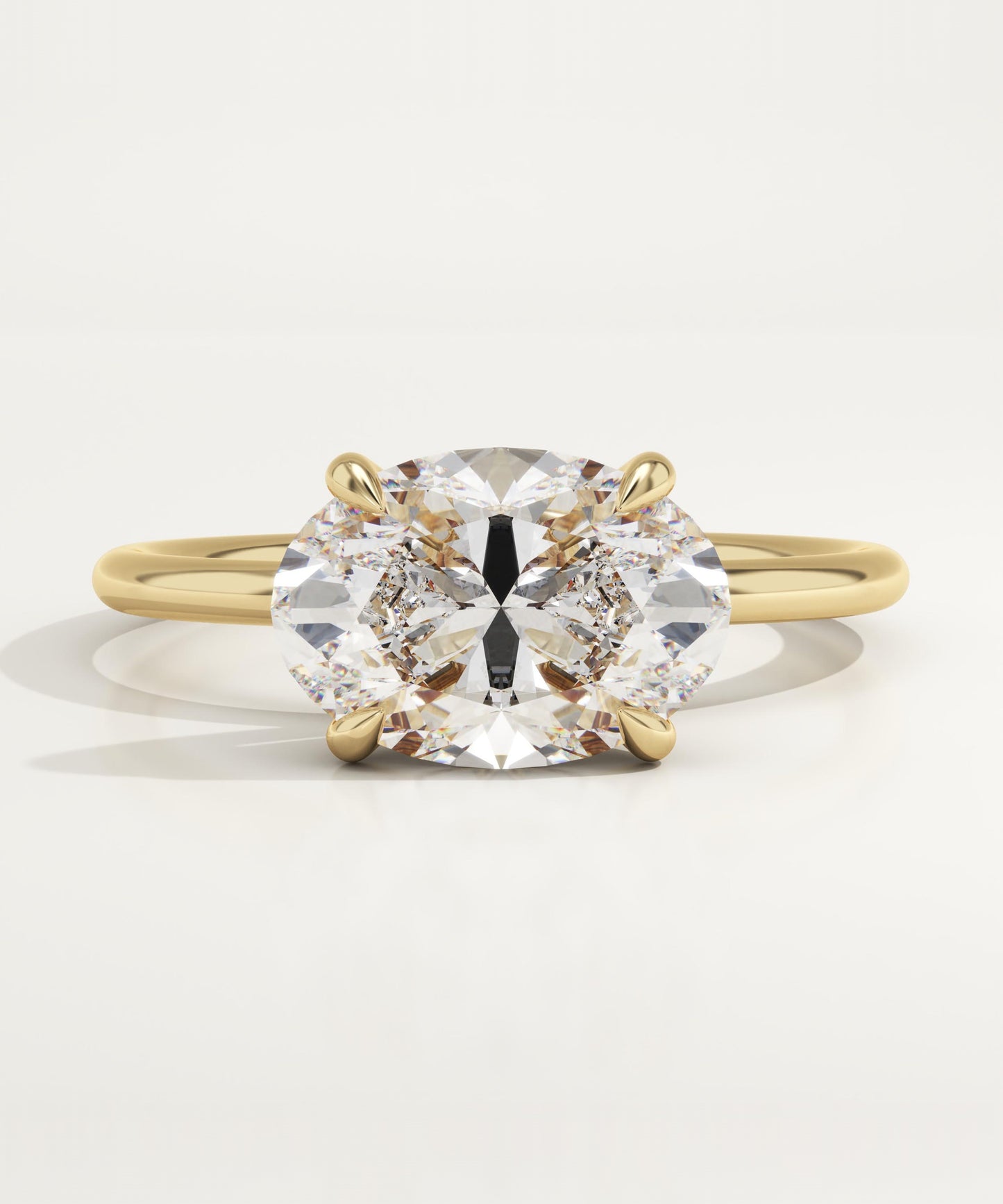 East West Oval Cut Solitaire Lab-Grown Diamond Engagement Ring