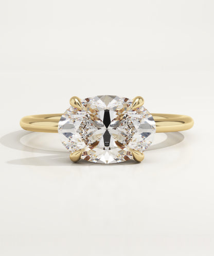 East West Oval Cut Solitaire Lab-Grown Diamond Engagement Ring