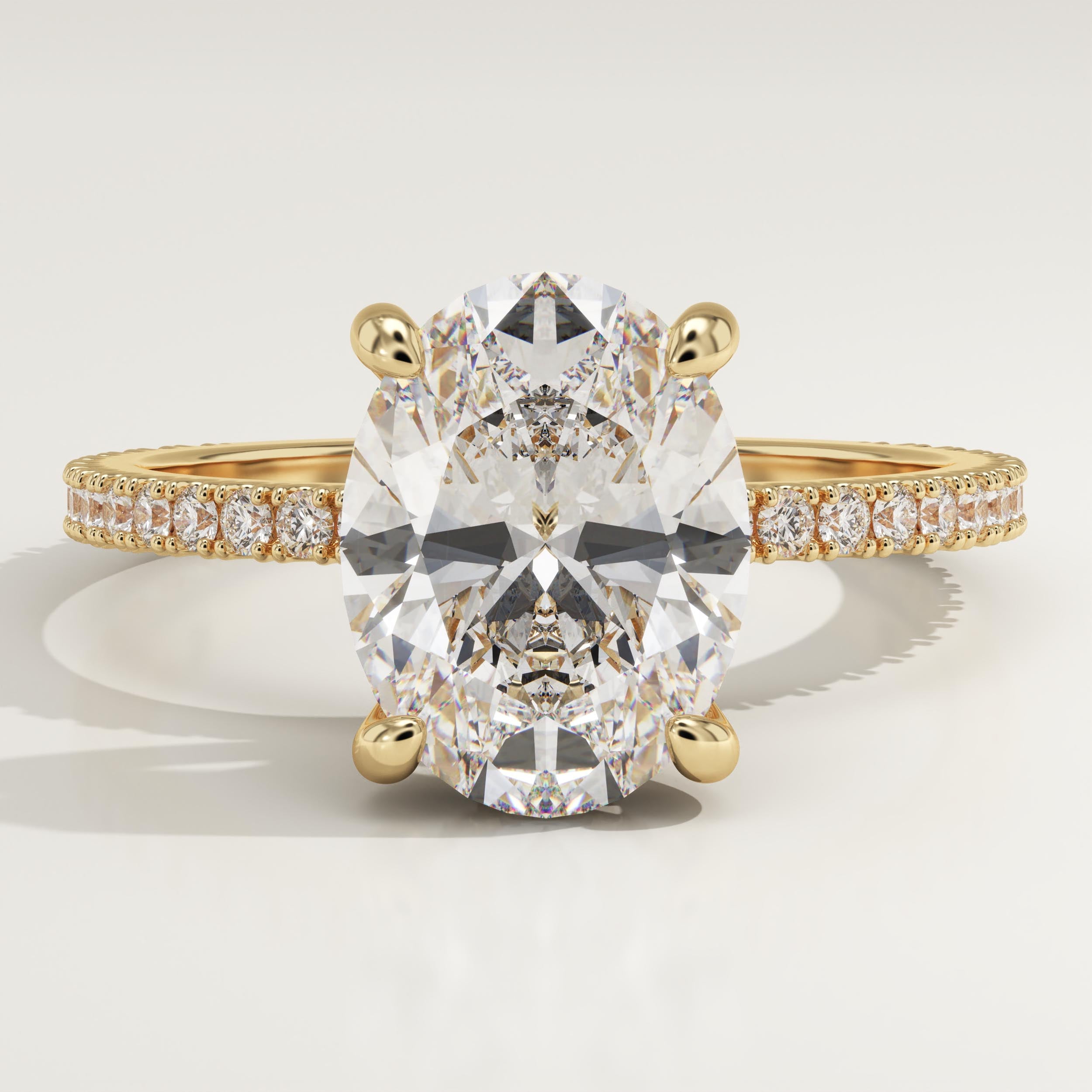 2.0 CT Oval Cut Pave Lab-Grown Diamond Engagement Ring
