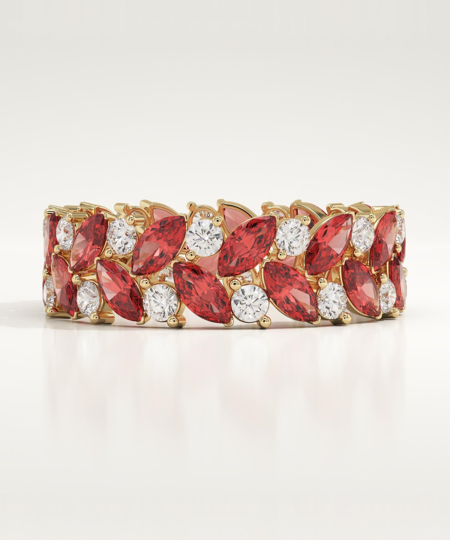 1.93 TCW Round & Marquise Shaped January-Garnet Birthstone Wedding Band