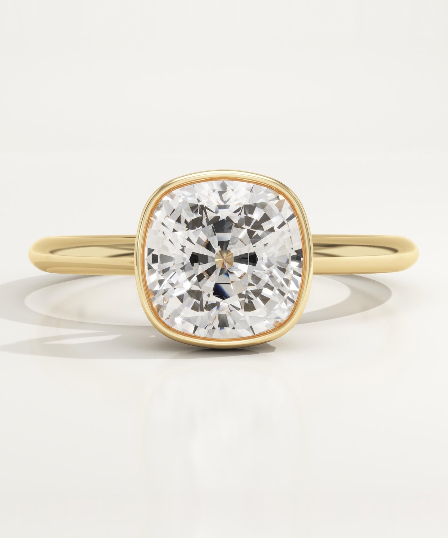 1.5 CT Cushion Cut Solitaire Bezel Moissanite Engagement Ring