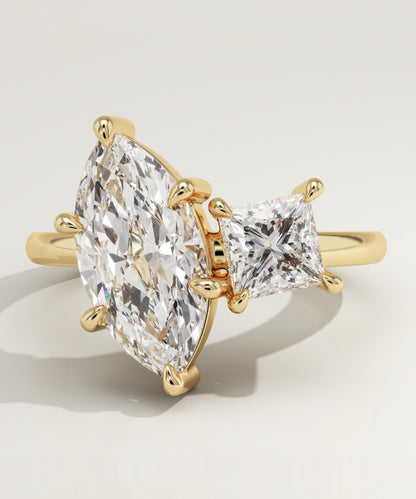 3 TCW Princess & Marquise Cut Toi Et Moi Lab-Grown Diamond Engagement Ring