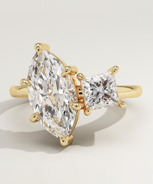 4.33 TCW Princess & Marquise Cut Toi Et Moi Lab-Grown Diamond Engagement Ring