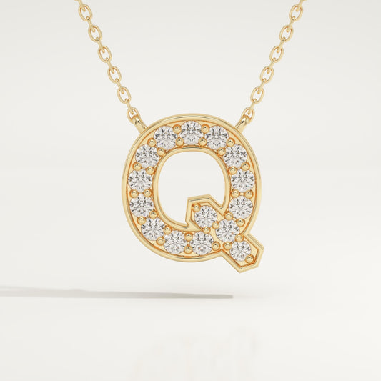 0.268 TCW Round Lab-Grown Diamond Q Initial Necklace