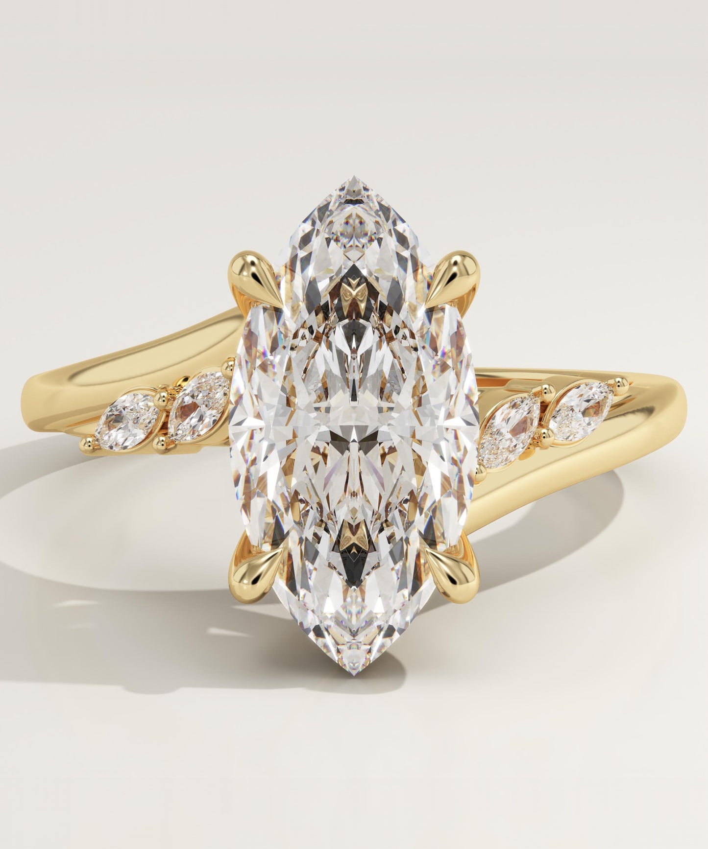 Marquise Cut Curved Pave Lab-Grown Diamond Engagement Ring