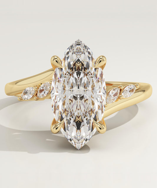 Marquise Cut Curved Pave Lab-Grown Diamond Engagement Ring