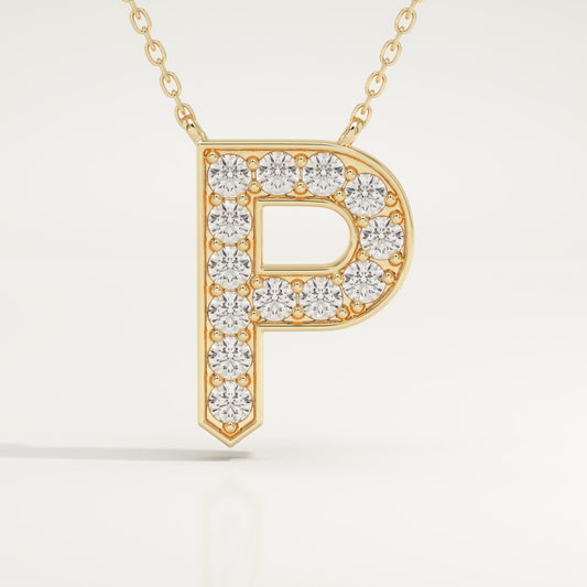 0.39 TCW Round Lab-Grown Diamond P Initial Necklace