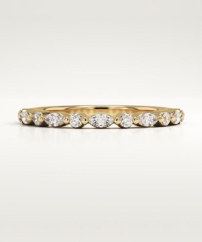 0.32 TCW Round & Marquise Lab-Grown Diamond Half Eternity Wedding Band