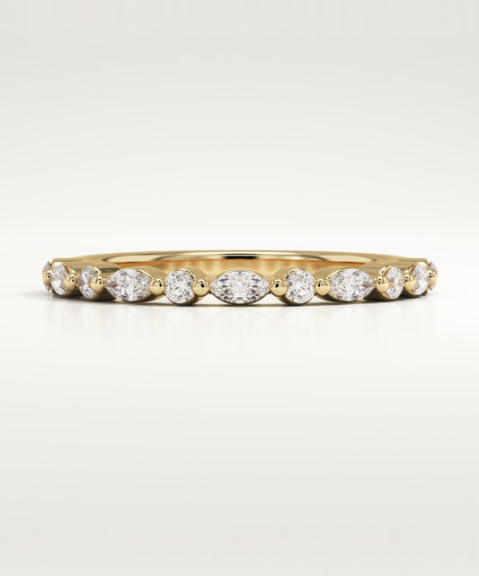 0.32 TCW Round & Marquise Lab-Grown Diamond Half Eternity Wedding Band