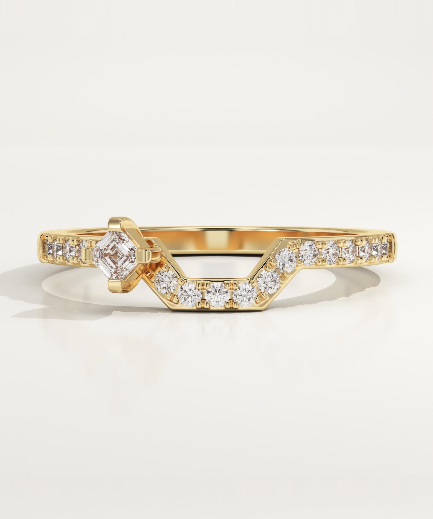 0.25 TCW Emerald Square & Round Lab-Grown Diamond Curved Wedding Band