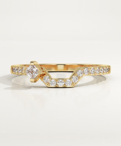 0.25 TCW Emerald Square & Round Lab-Grown Diamond Curved Wedding Band