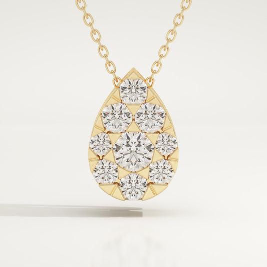 0.67 TCW Round Lab-Grown Diamond Pear Charm Necklace