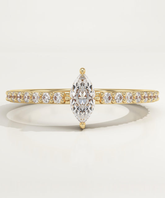 Marquise Cut Pave Lab-Grown Diamond Engagement Ring