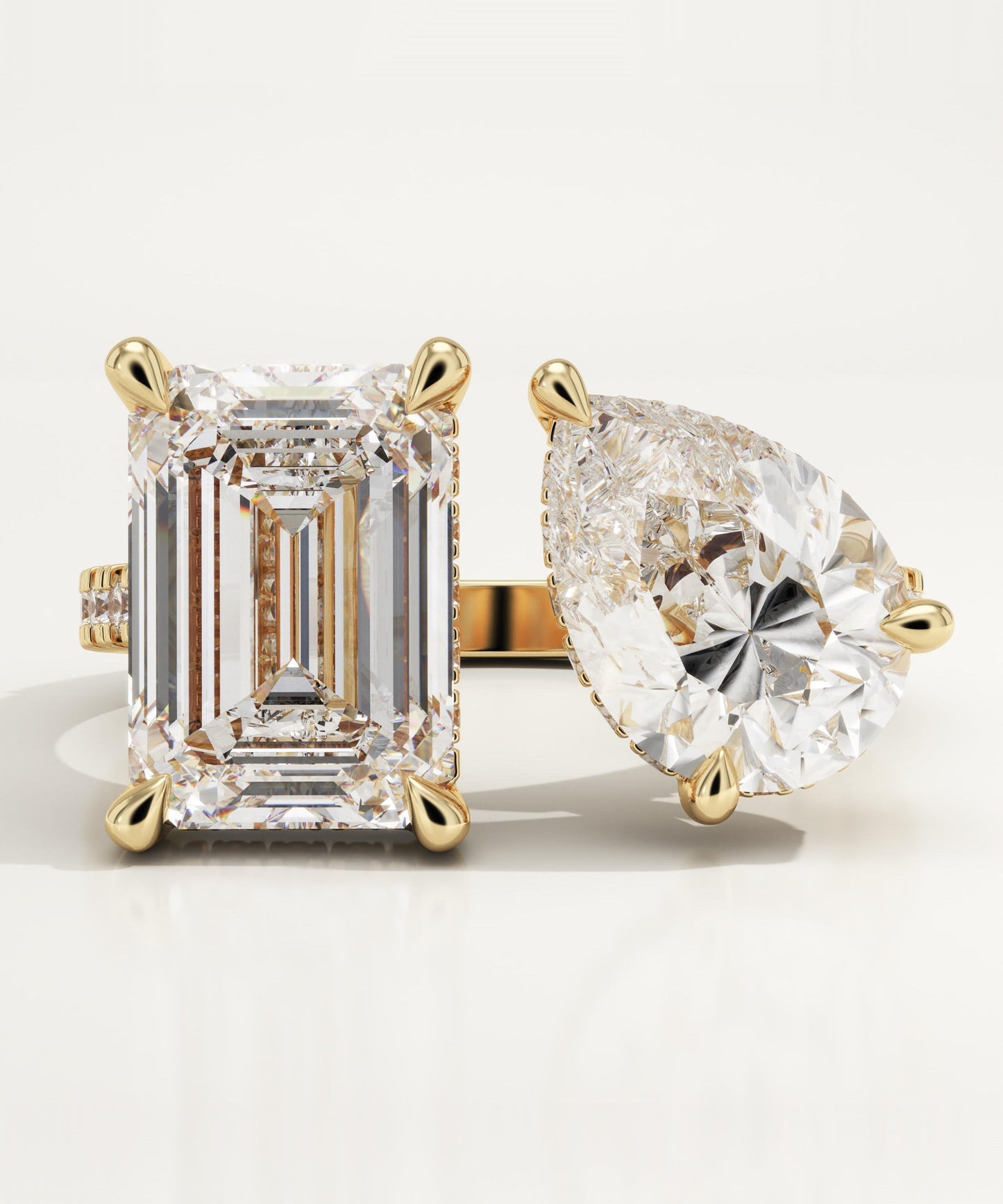 5 TCW Emerald & Pear Cut Toi Et Moi Lab-Grown Diamond Engagement Ring