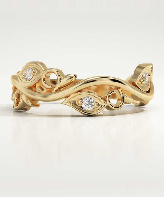 0.11 TCW Round Lab-Grown Diamond Twig Wedding Band