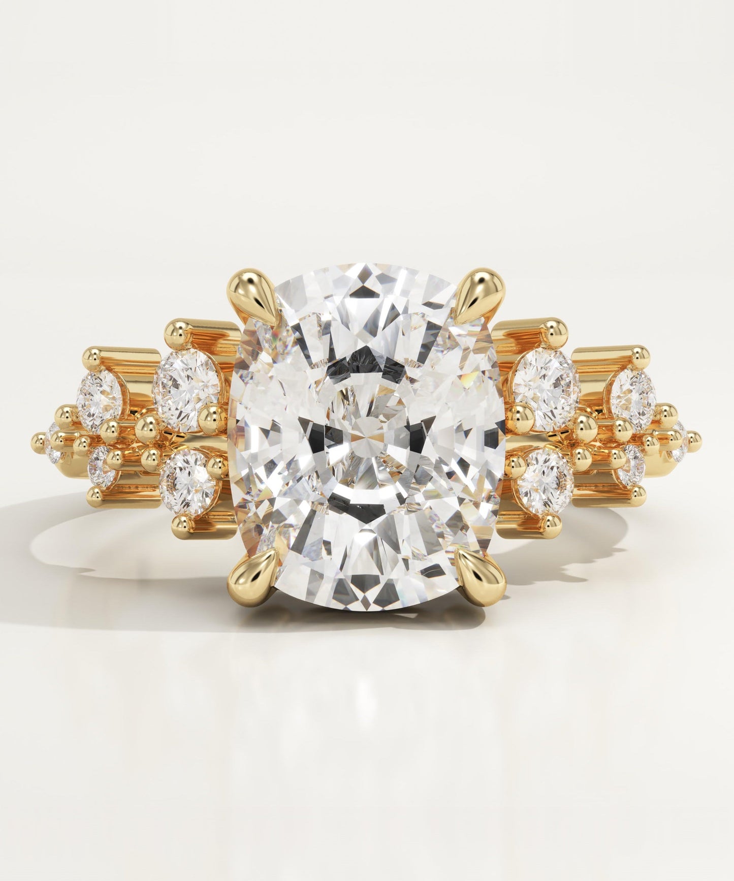 Elongated Cushion Cut Cluster Lab-Grown Diamond Engagement Ring