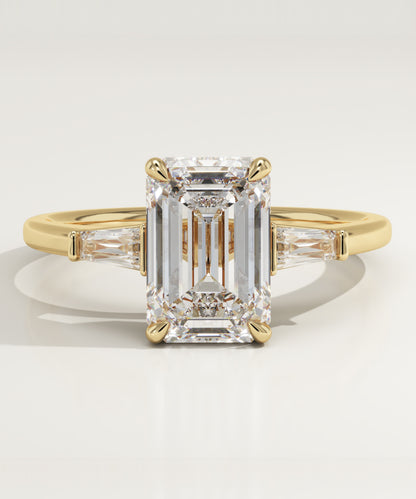 Emerald Cut Three Stone Lab-Grown Diamond Engagement Ring