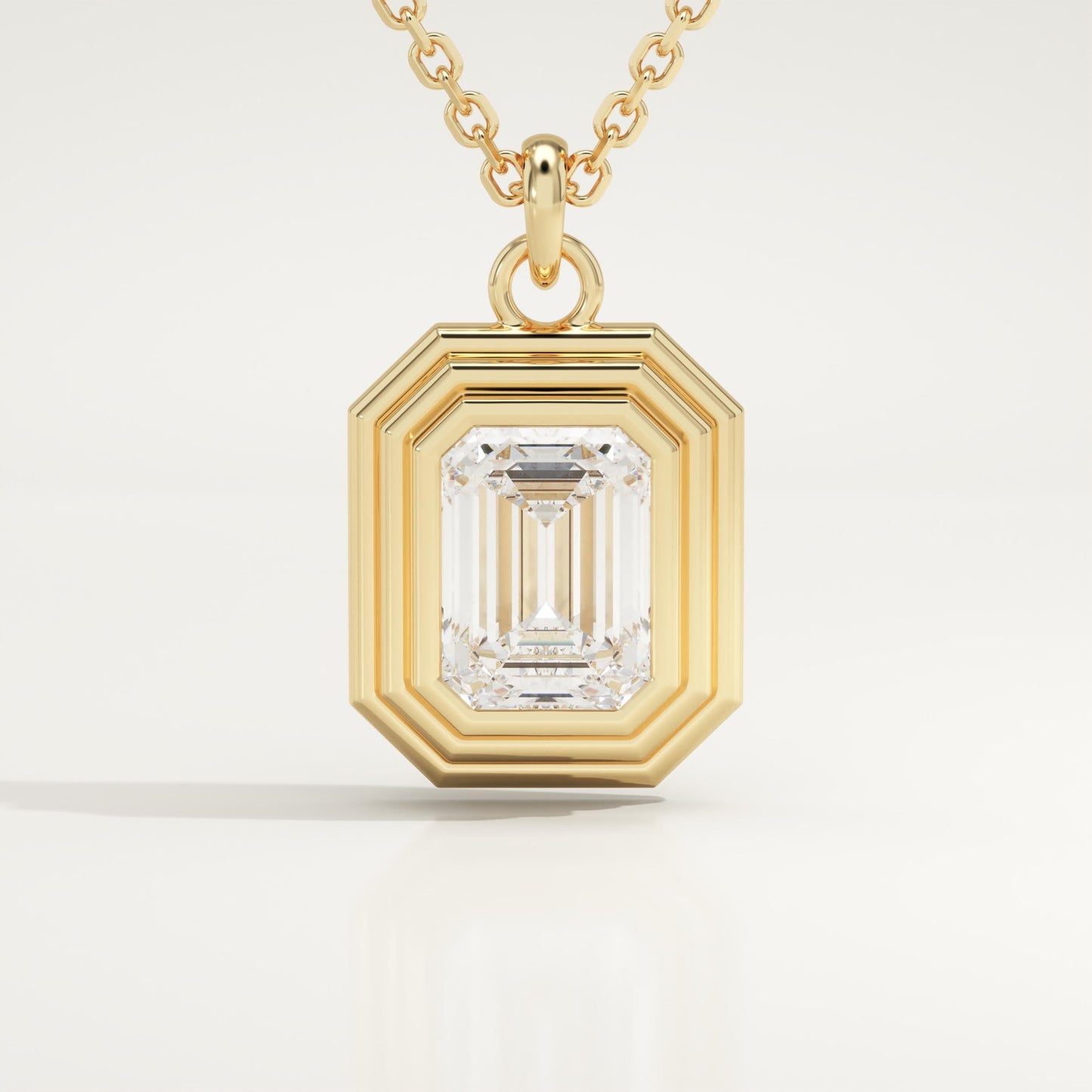 2 CT Emerald Lab-Grown Diamond Solitaire & Bezel Necklace