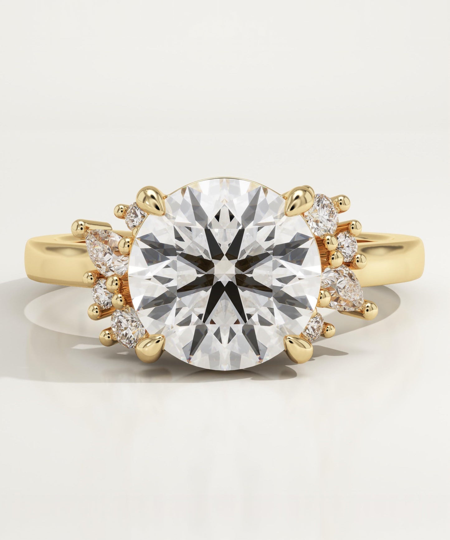 Round Cut Cluster Lab-Grown Diamond Engagement Ring