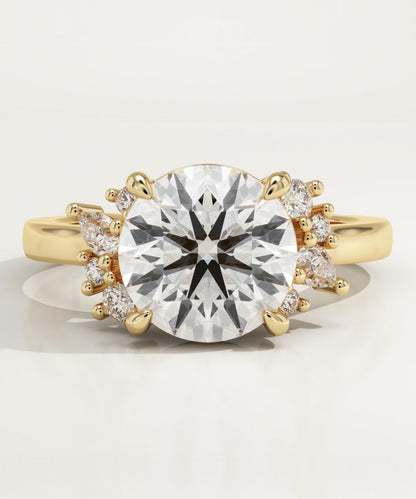 Round Cut Cluster Lab-Grown Diamond Engagement Ring