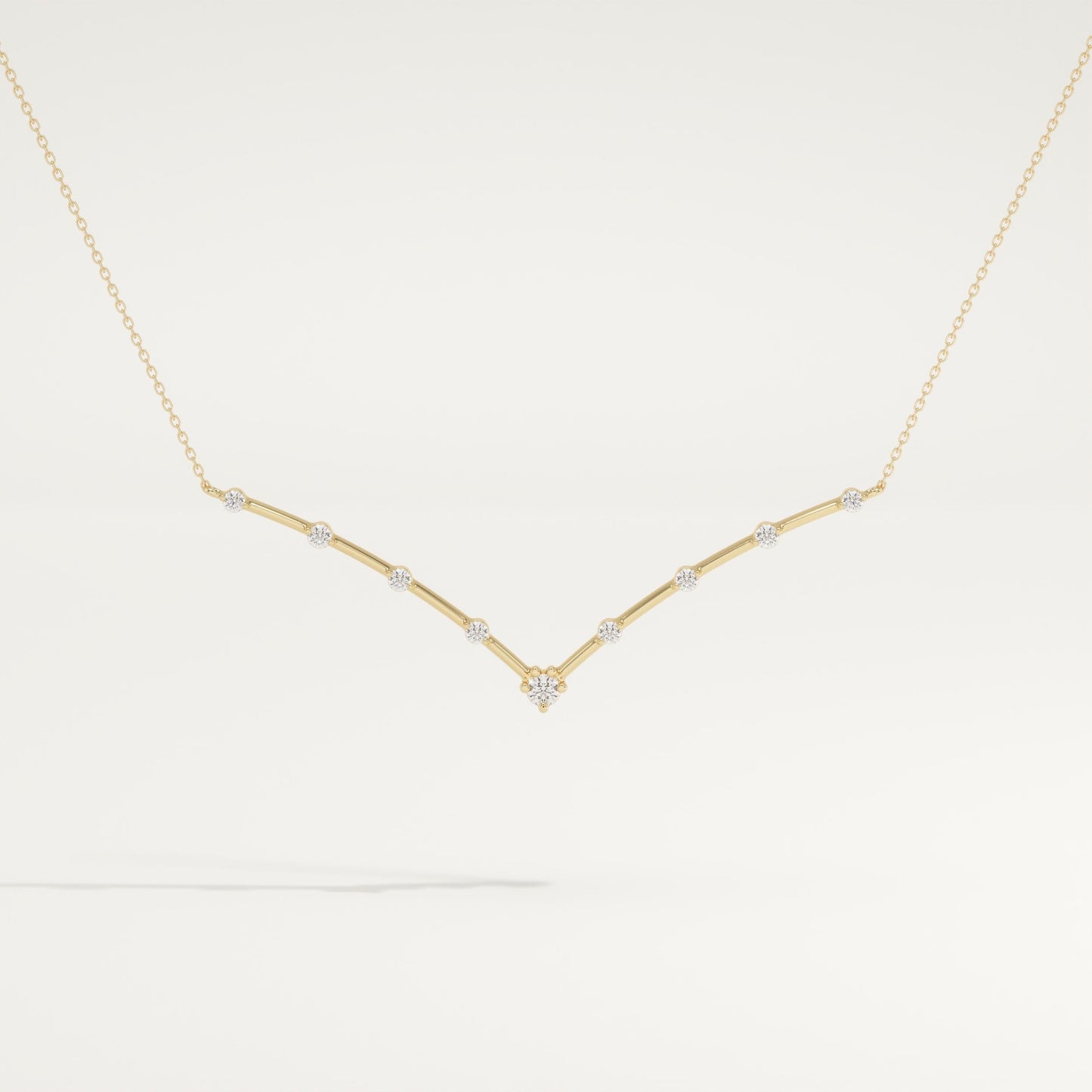 0.33 TCW Round Lab-Grown Diamond V Shaped Charm Necklace
