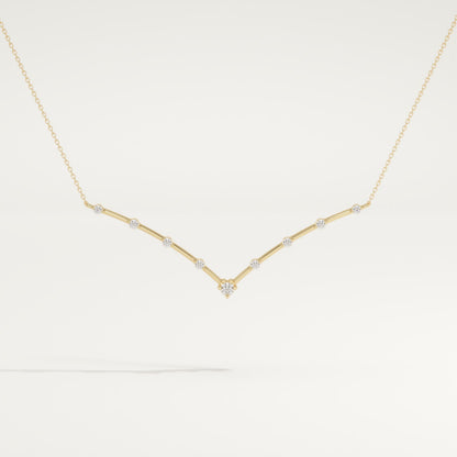 0.33 TCW Round Lab-Grown Diamond V Shaped Charm Necklace