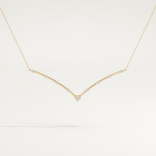 0.33 TCW Round Lab-Grown Diamond V Shaped Charm Necklace