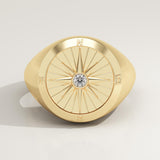 0.04 CT Round Shaped Compass Lab-Grown Diamond Engagement Ring For Men