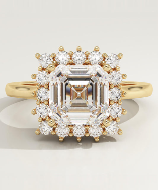 Asscher Cut Halo Lab-Grown Diamond Engagement Ring