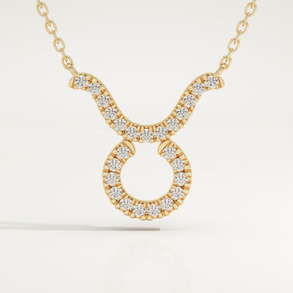 0.12 TCW Round Lab-Grown Diamond Taurus Zodiac Necklace