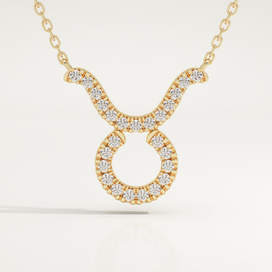 0.12 TCW Round Lab-Grown Diamond Taurus Zodiac Necklace