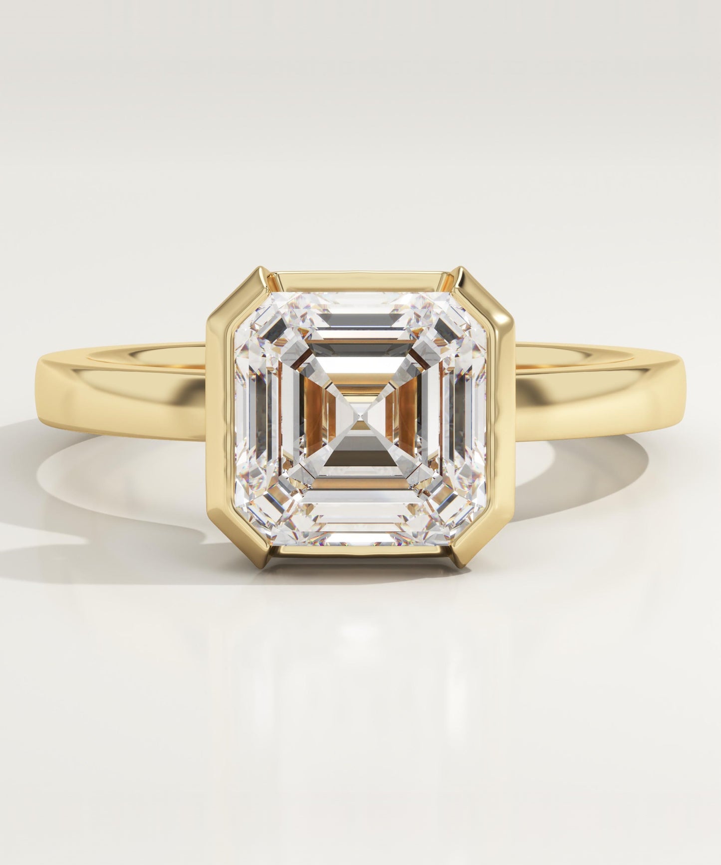 Asscher Cut Half Bezel Lab-Grown Diamond Engagement Ring