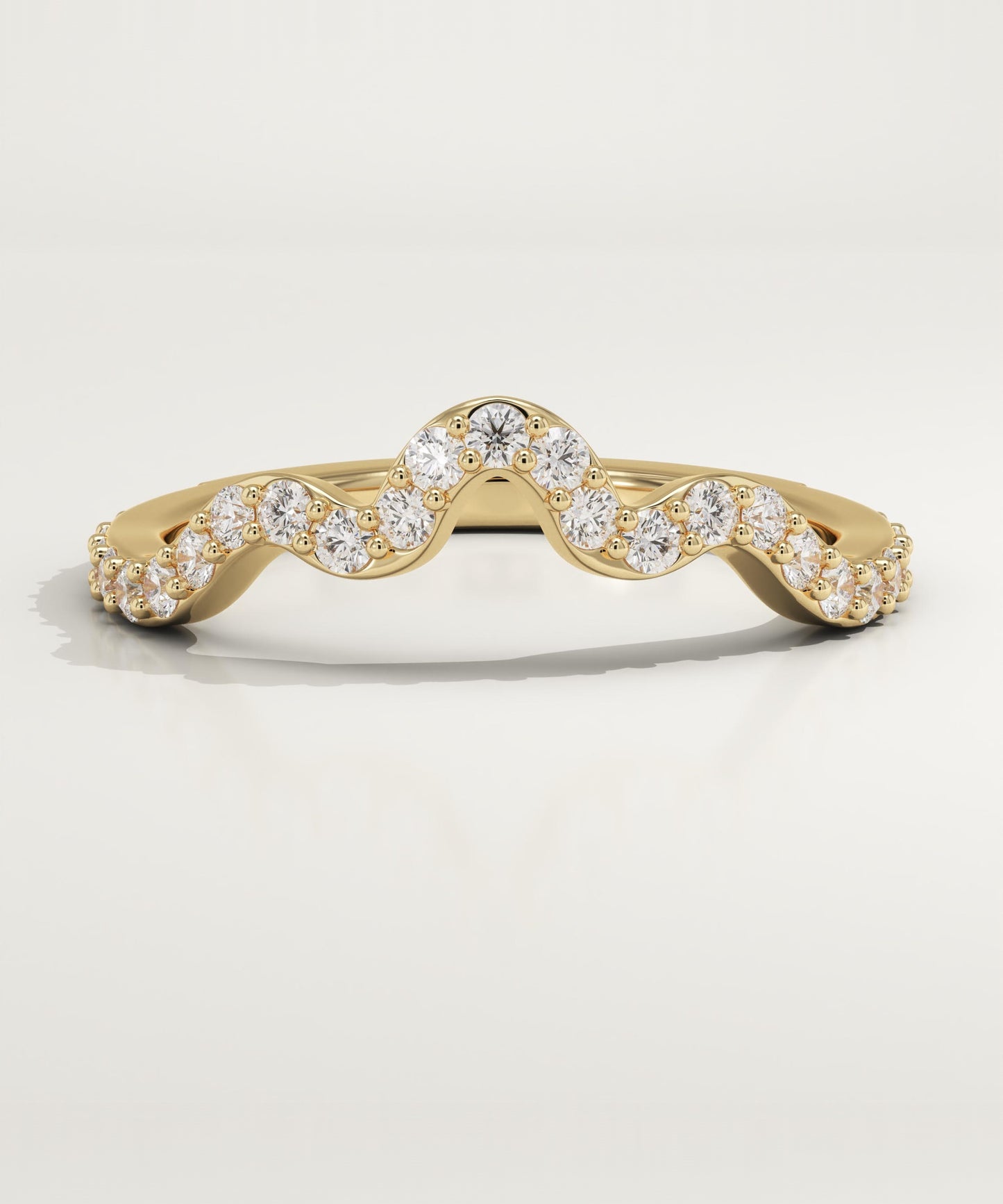 0.58 TCW Round Lab-Grown Diamond Curved Wedding Band